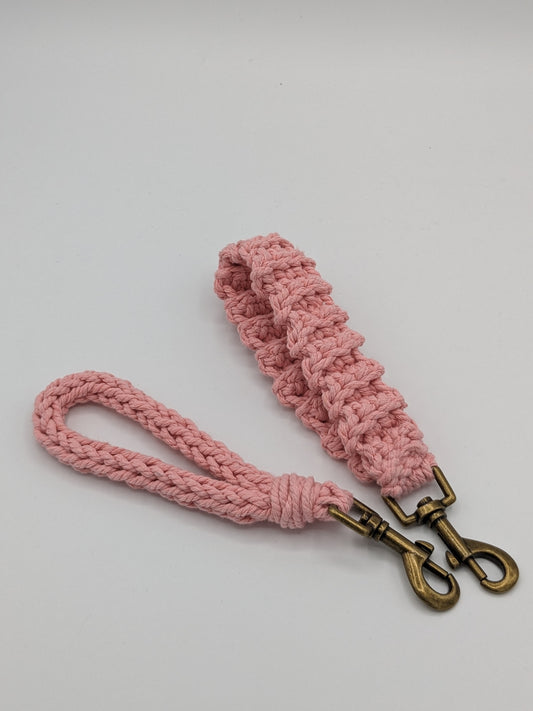 Pink Crocheted Wristlet Strap Lanyard