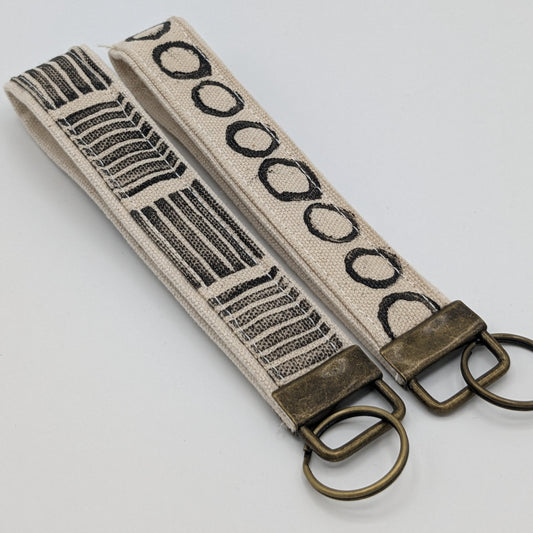 Minimalist Block Printed Key Fob Wristlet