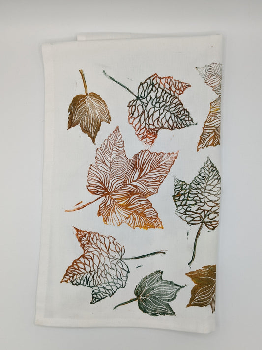 Autumn Leaf Block-Printed Kitchen Towel