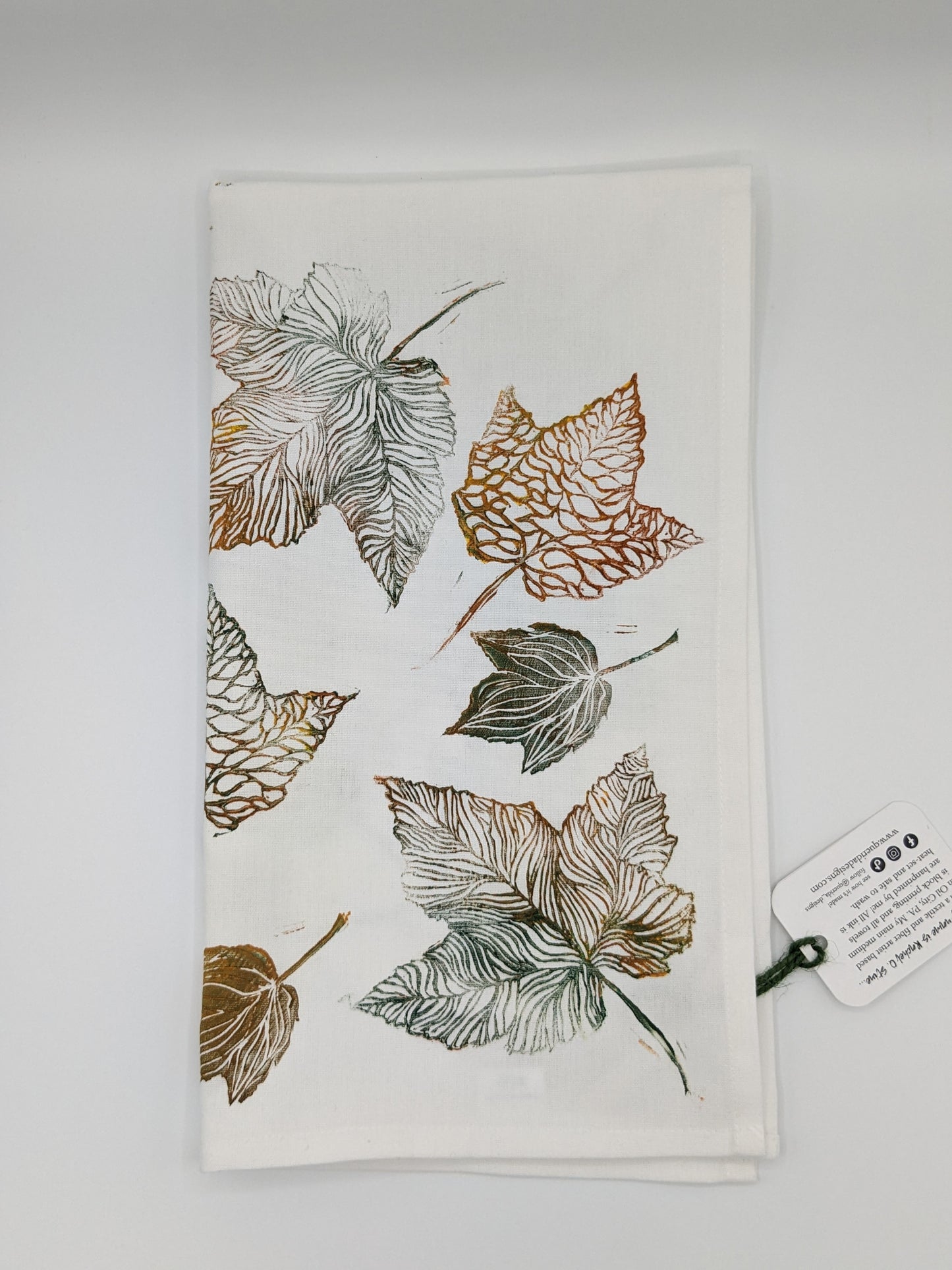 Autumn Leaf Block-Printed Kitchen Towel