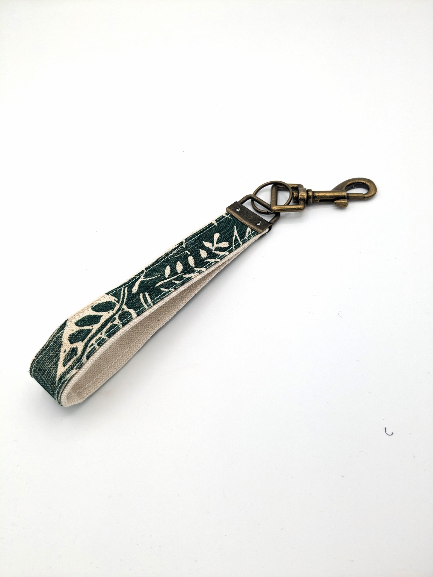 Botanical Block Printed Key Fob Wristlet
