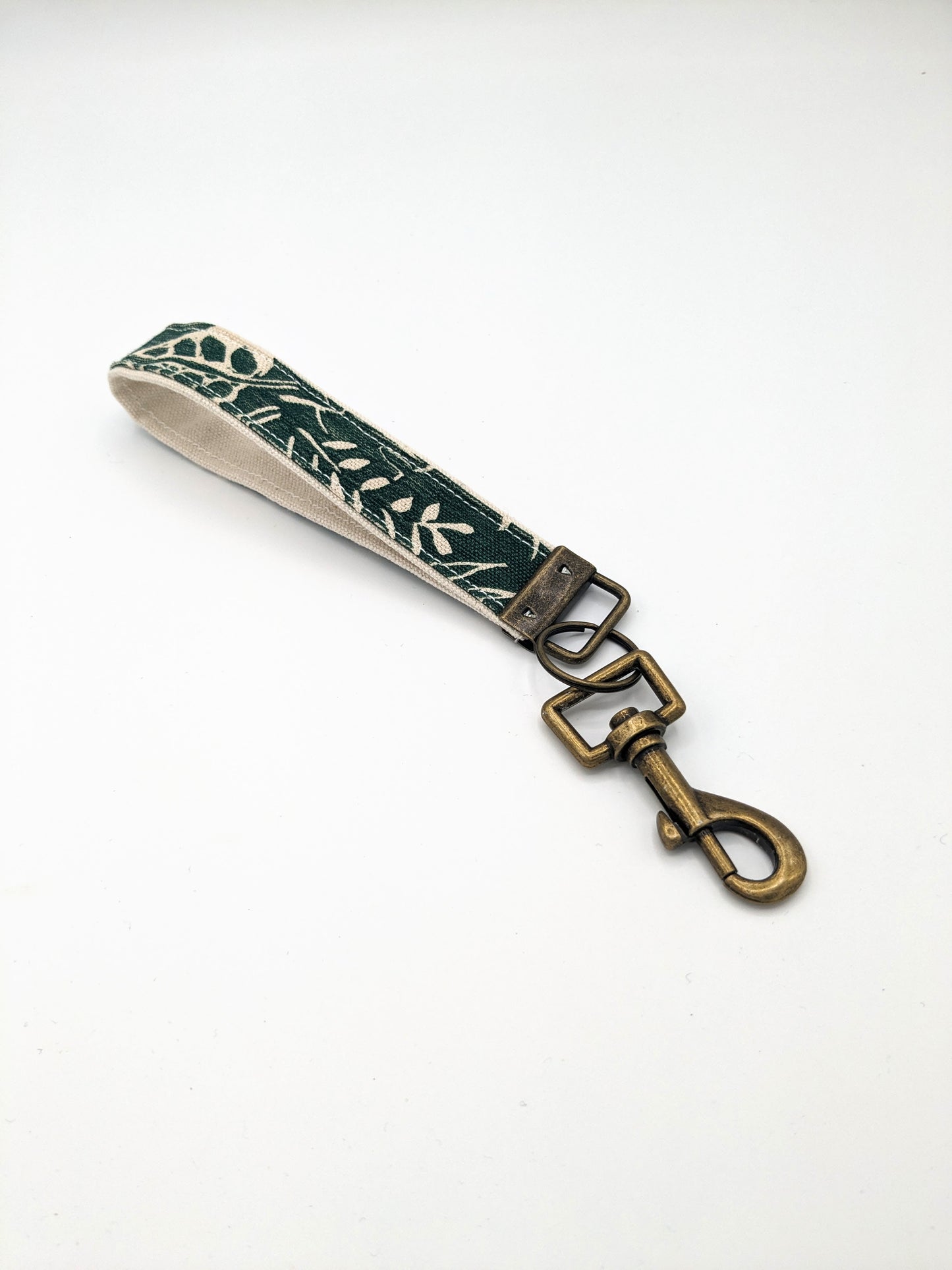Botanical Block Printed Key Fob Wristlet