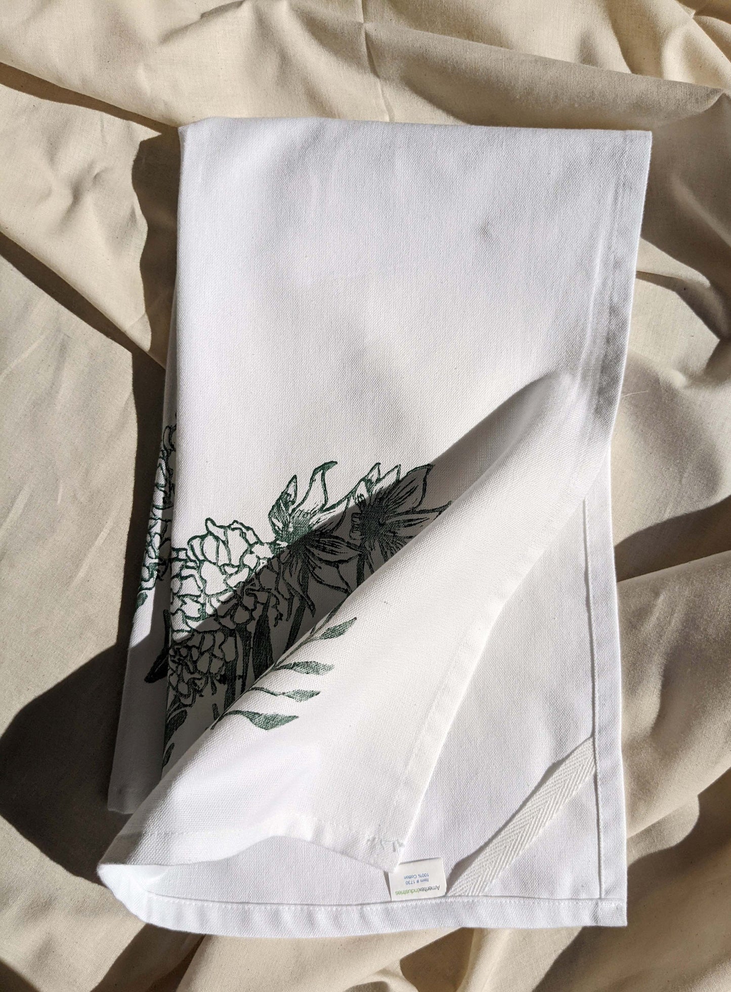 Green Wildflowers Printed Kitchen Towel