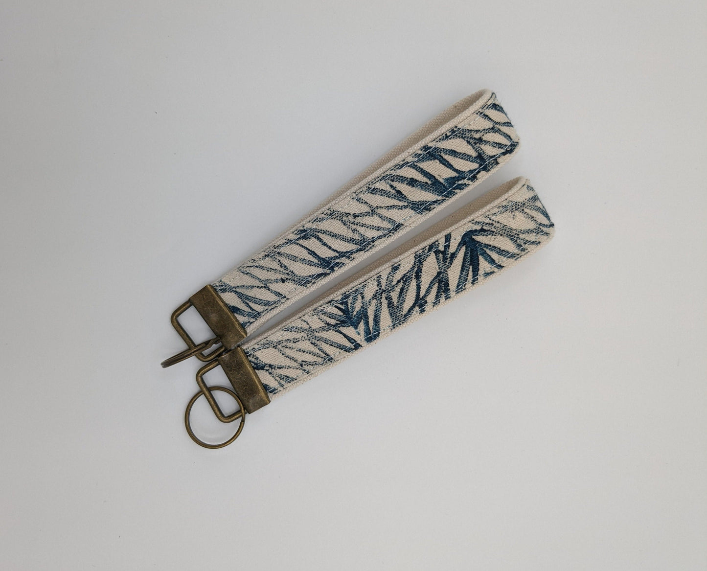 Indigo Twig Block Printed Key Fob Wristlet
