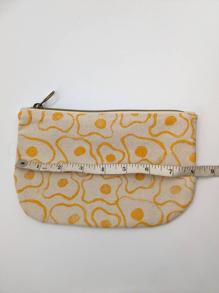 Fried Egg Print Half Moon Zip Pouch