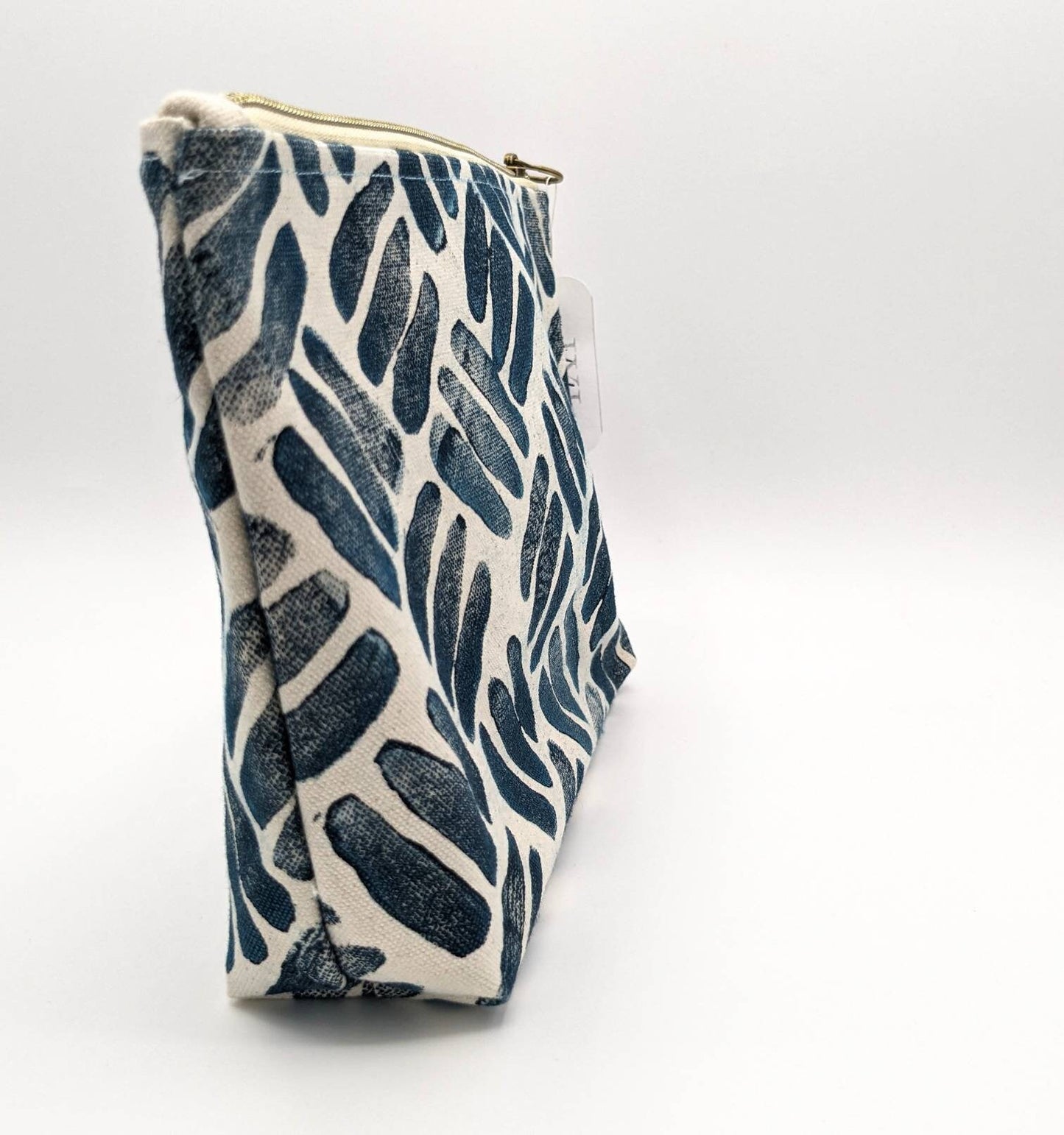 Abstract 3-Line Indigo Double Zip Pouch
