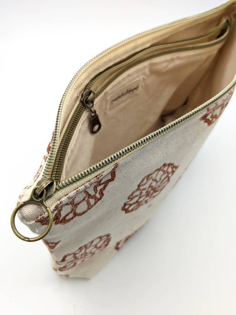 Marigold Block Printed Double Zip Pouch