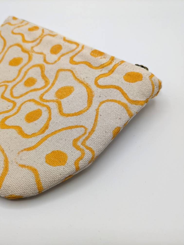 Fried Egg Print Half Moon Zip Pouch