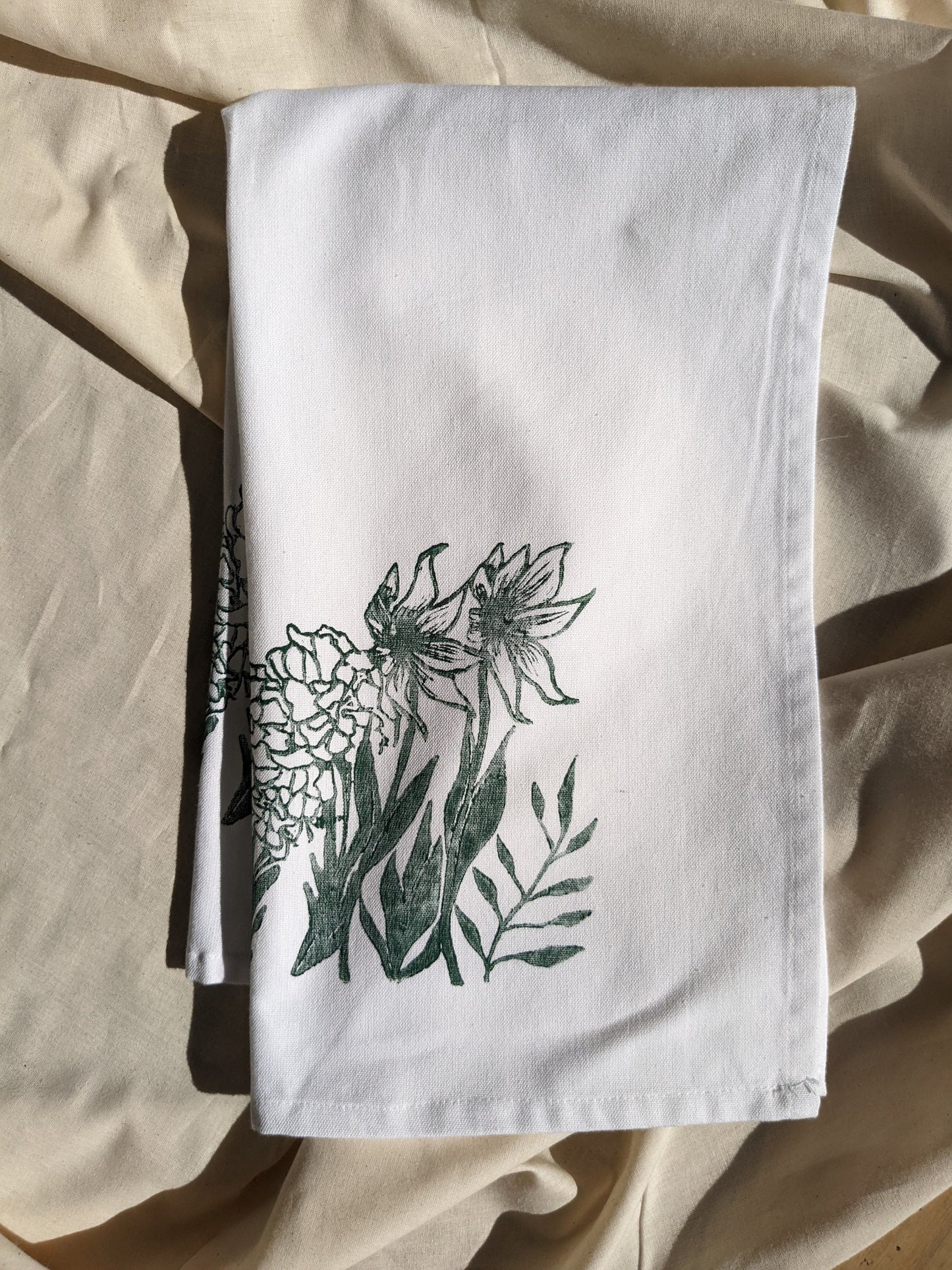 Green Wildflowers Printed Kitchen Towel