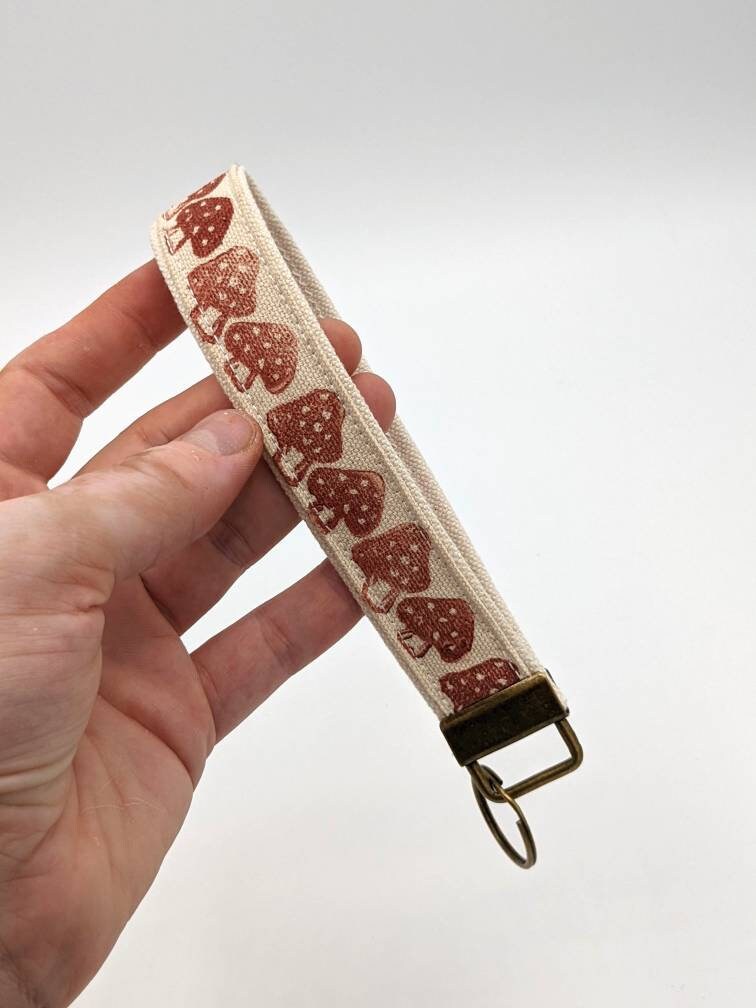 Mushroom Block Printed Key Fob Wristlet