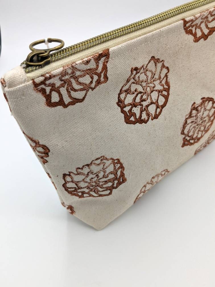 Marigold Block Printed Double Zip Pouch