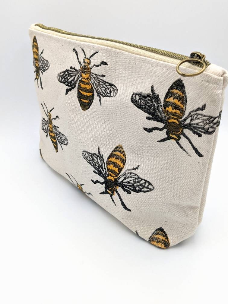 Bee Block Printed Double Zip Pouch