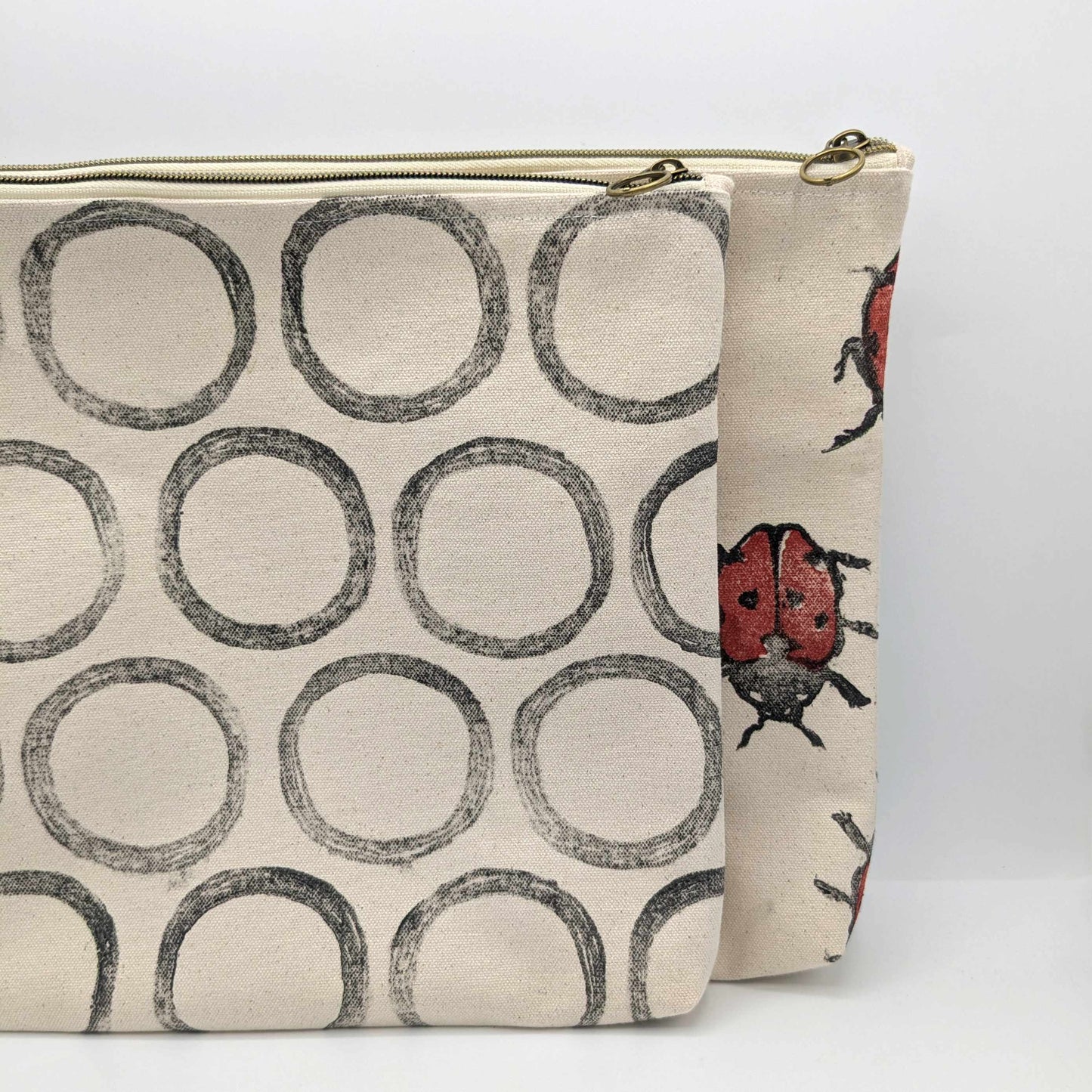 Black Circle Large Zippered Pouch