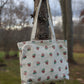 Strawberry Block Printed Multi Pocket Tote
