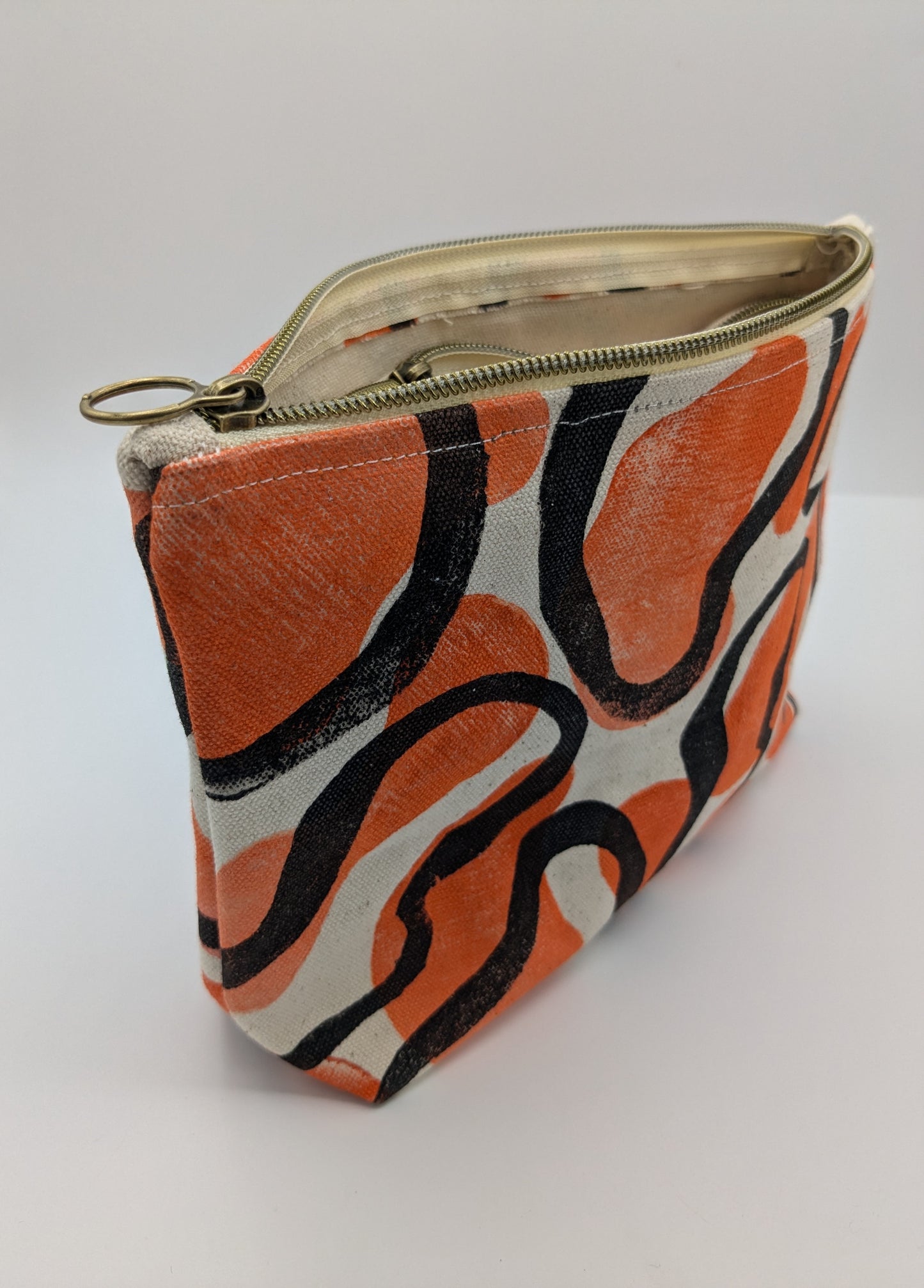 Pink & Orange Blob Double Zip Pouch