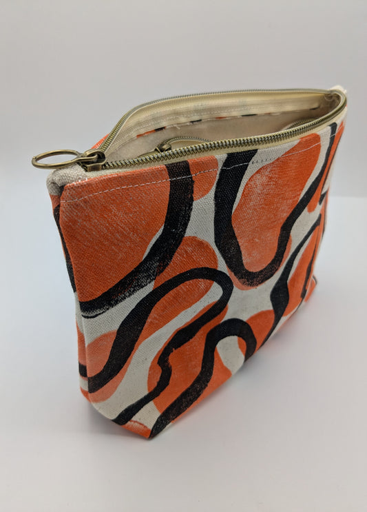 Pink & Orange Blob Double Zip Pouch