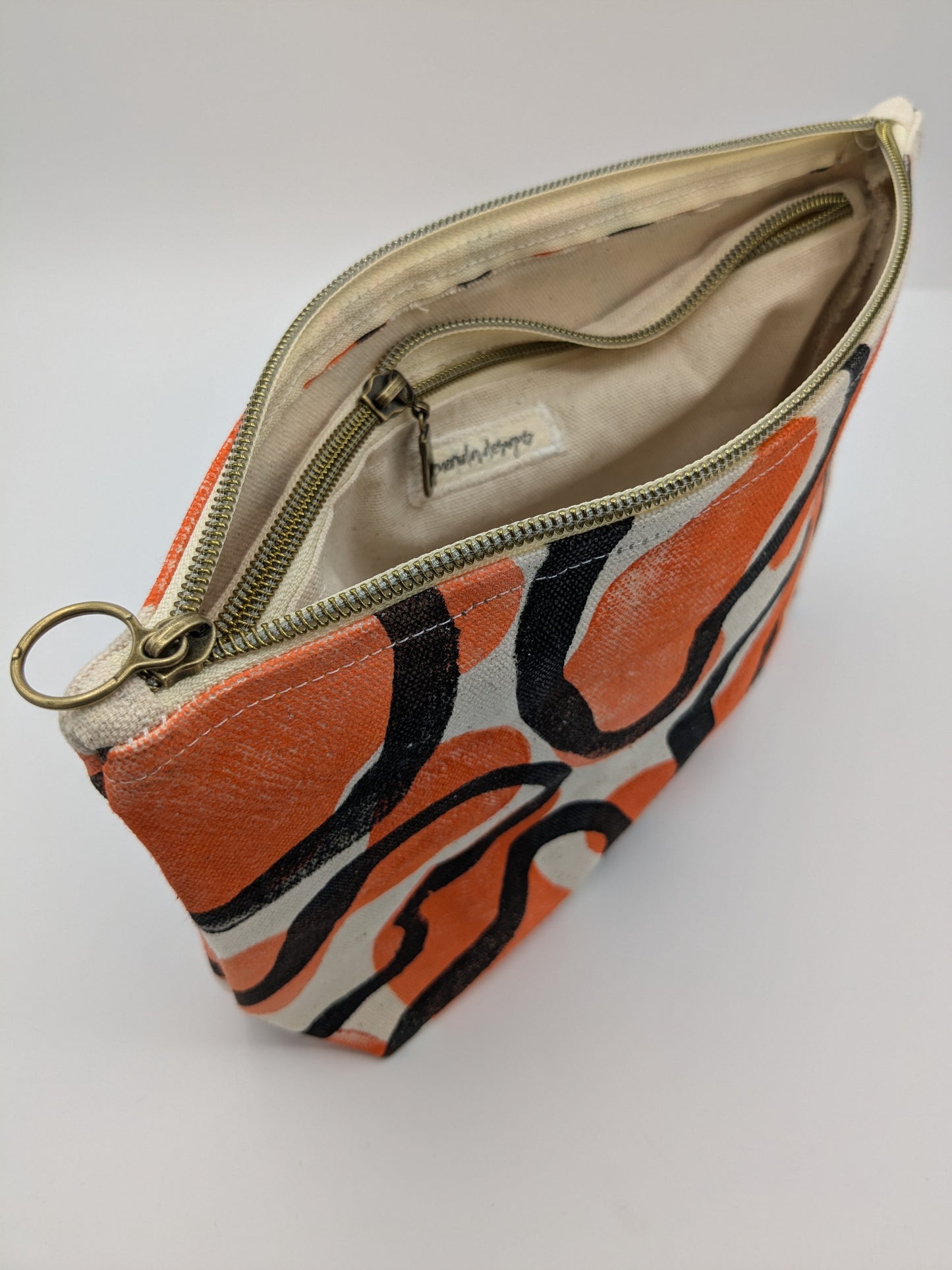 Pink & Orange Blob Double Zip Pouch