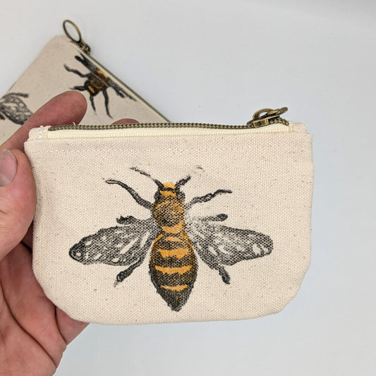 Bee Block Printed Half Moon Mini Pouch