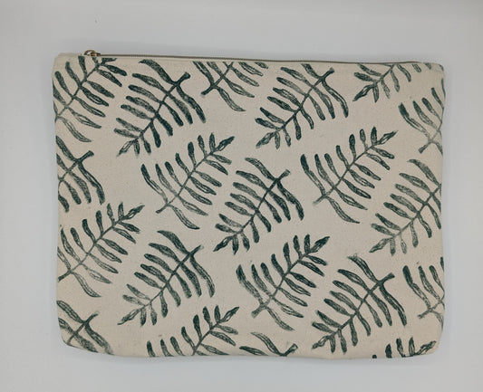 Wavy Fern Large Zippered Pouch