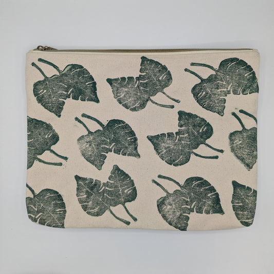 Monstera Large Zippered Pouch