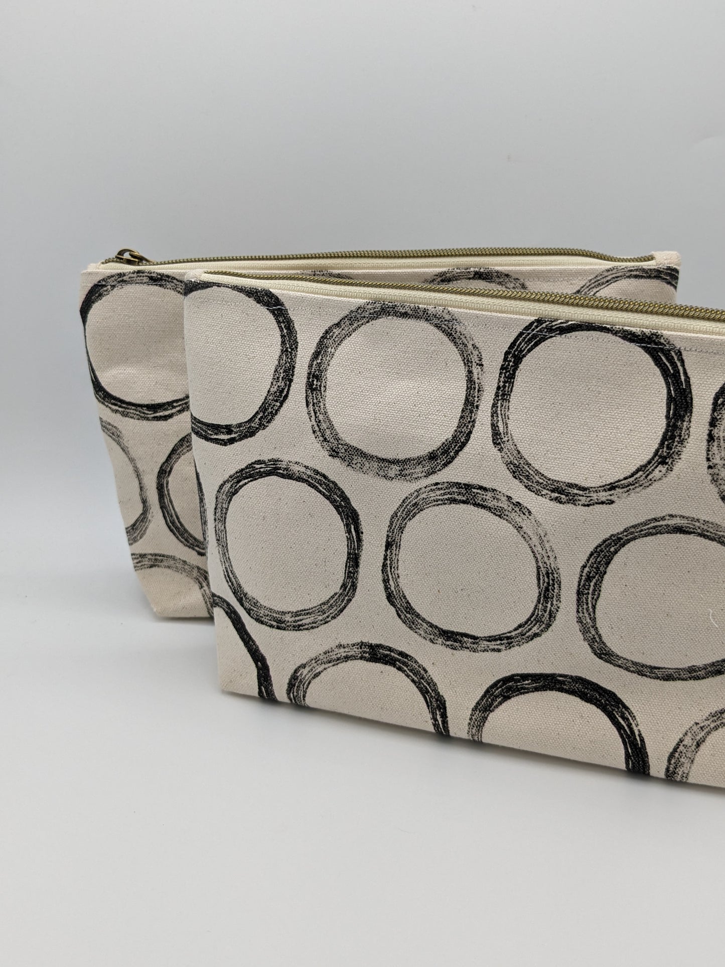 Black Minimalist Printed Double Zip Pouch