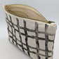 Black Minimalist Printed Double Zip Pouch