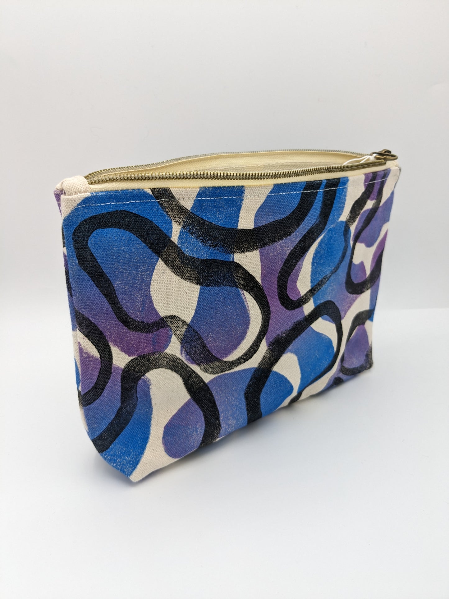 Blue & Purple Blob Double Zip Pouch