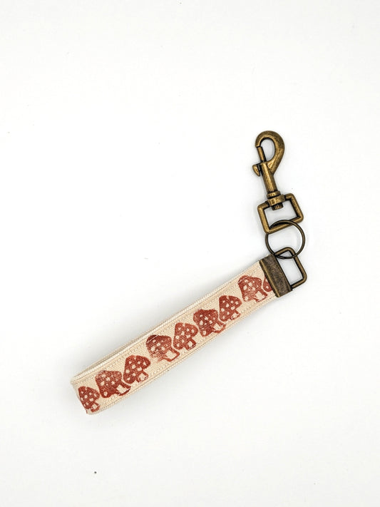 Mushroom Block Printed Key Fob Wristlet