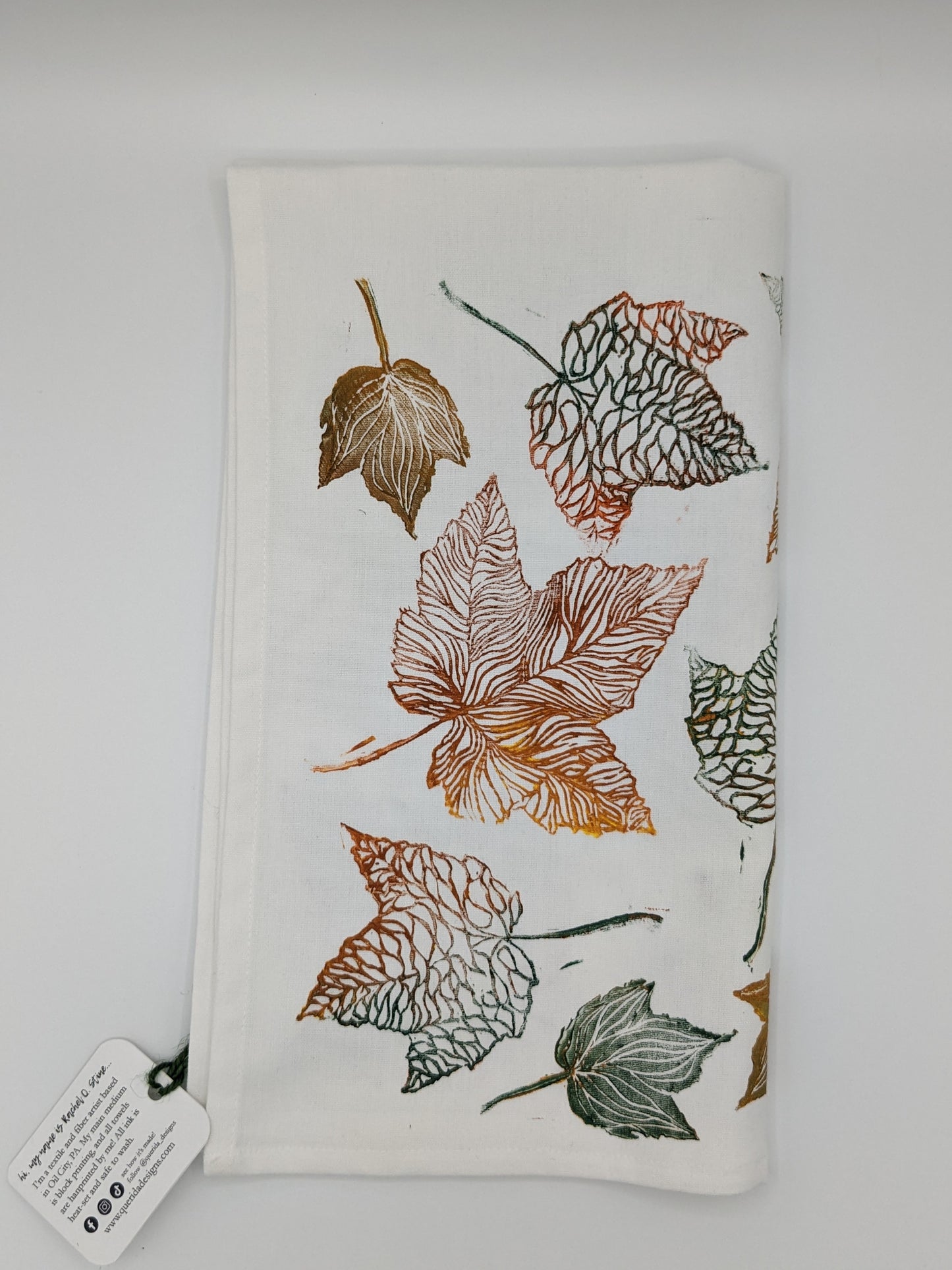 Autumn Leaf Block-Printed Kitchen Towel