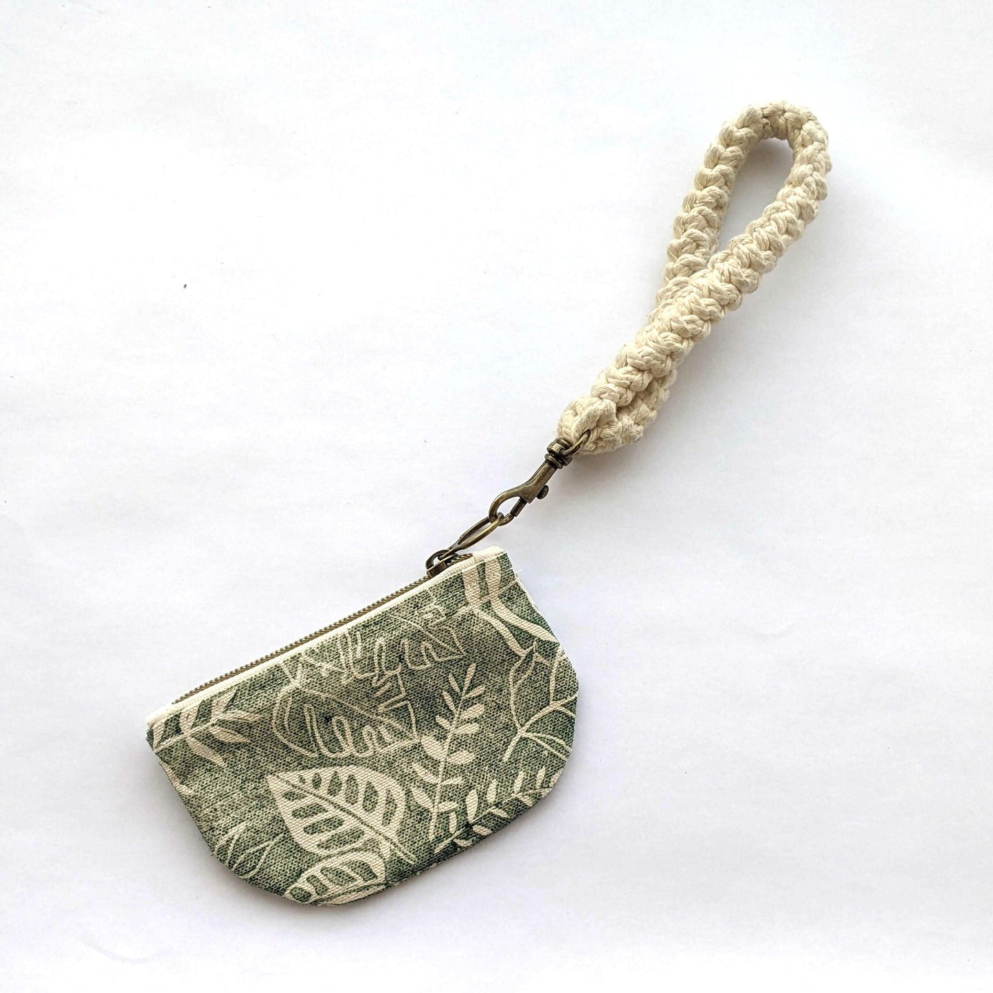 Half Moon Mini Pouch, Botanical Monstera Block Printed