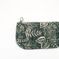 Green Botanical Block Printed Half Moon Zip Pouch