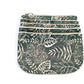 Green Botanical Block Printed Half Moon Zip Pouch