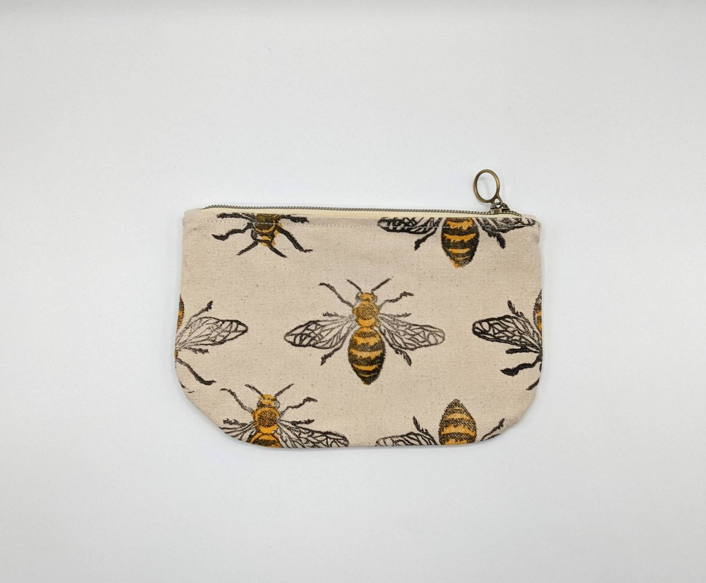 Bee Block Printed Half Moon Zip Pouch