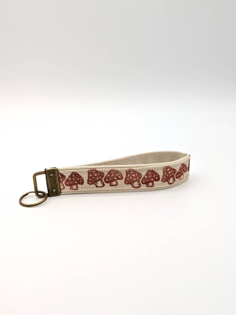 Mushroom Block Printed Key Fob Wristlet