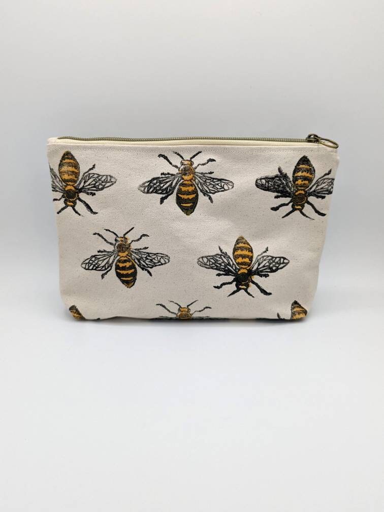 Bee Block Printed Double Zip Pouch