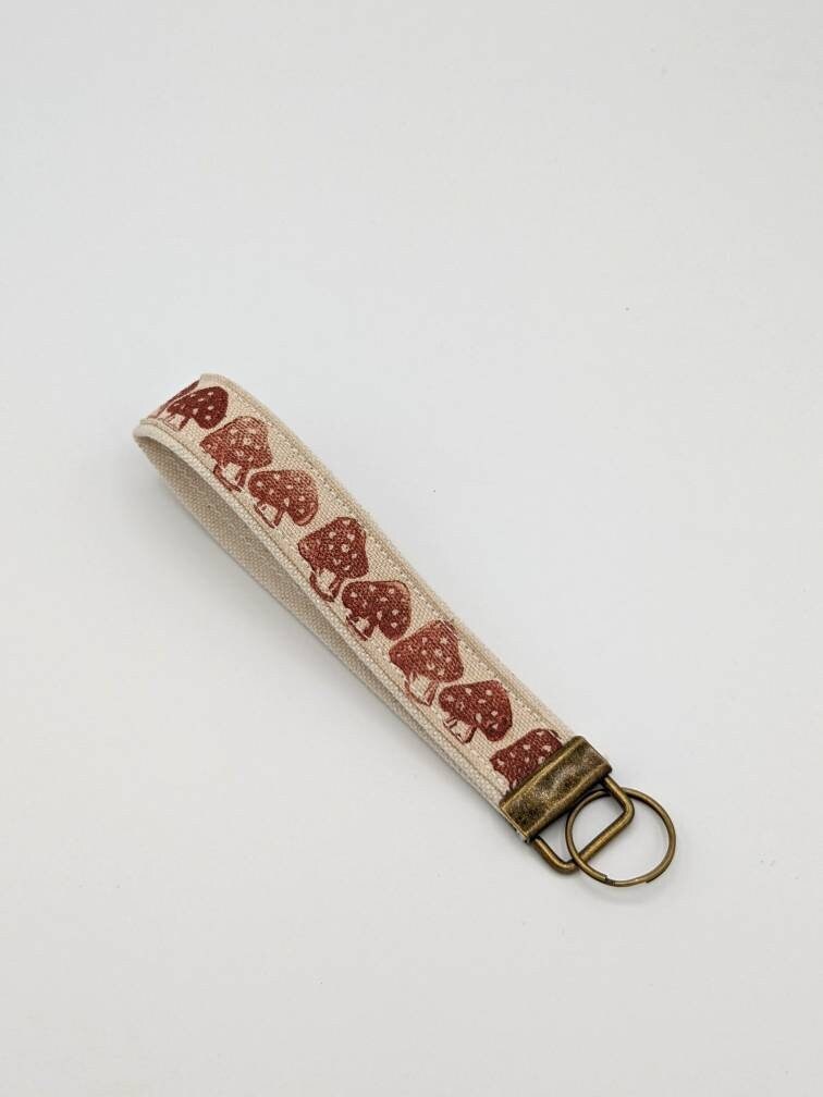 Mushroom Block Printed Key Fob Wristlet
