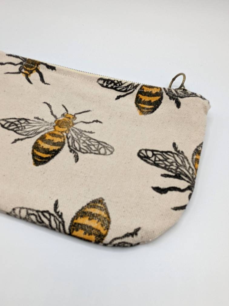 Bee Block Printed Half Moon Zip Pouch