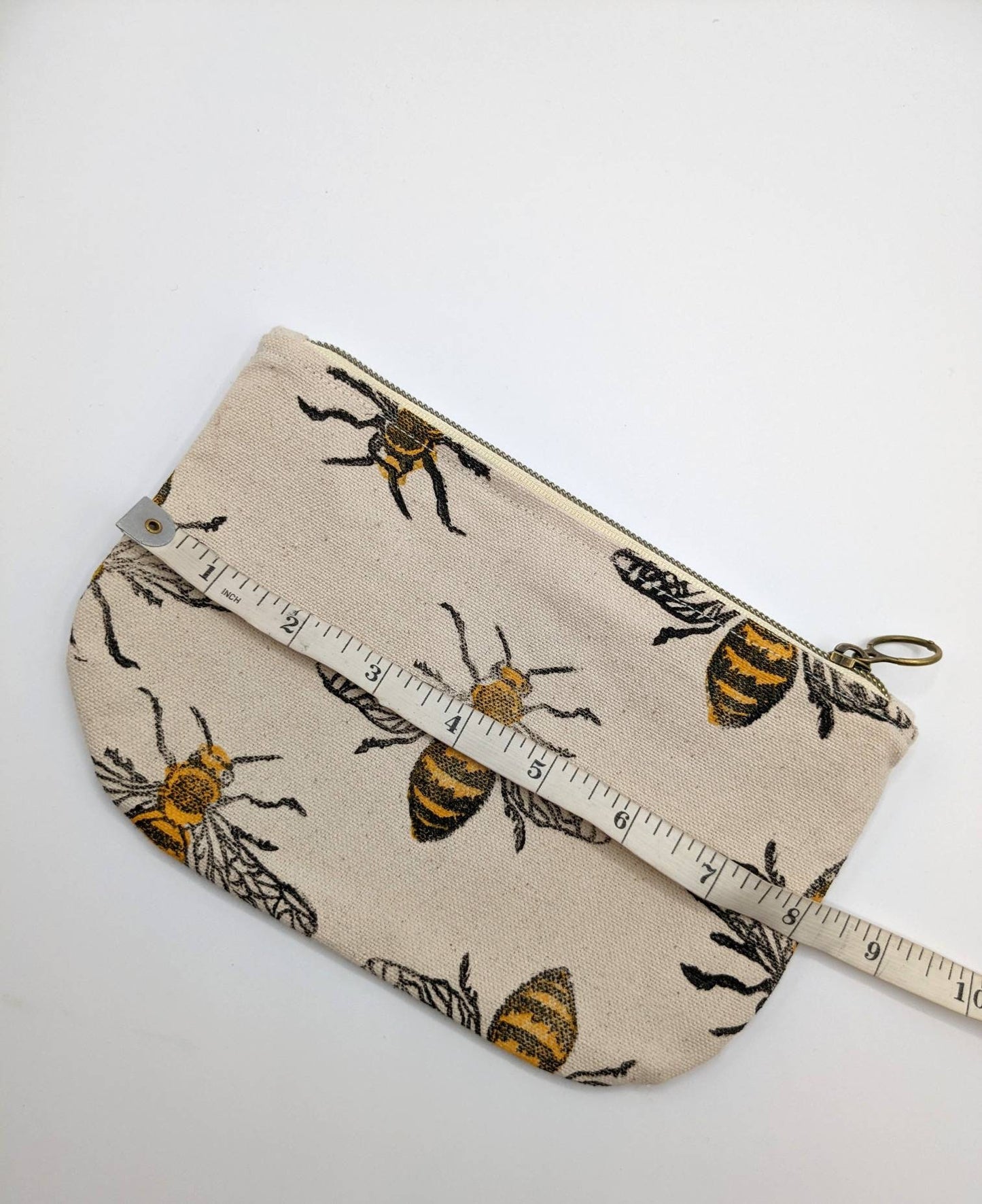 Bee Block Printed Half Moon Zip Pouch
