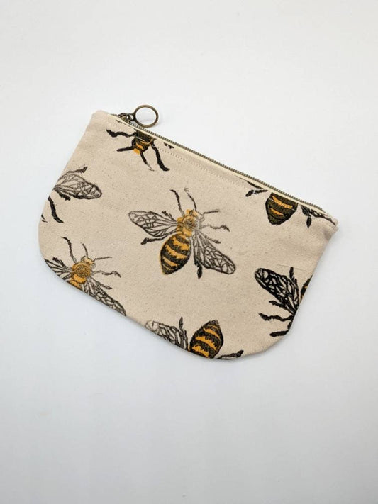 Bee Block Printed Half Moon Zip Pouch