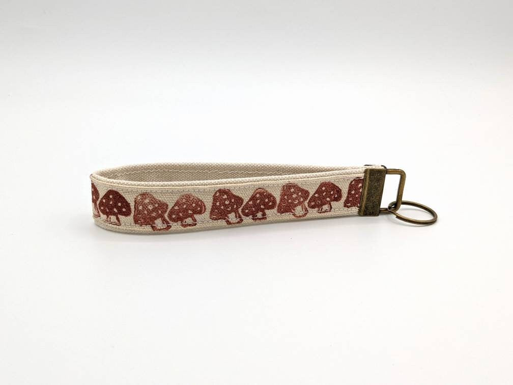 Mushroom Block Printed Key Fob Wristlet