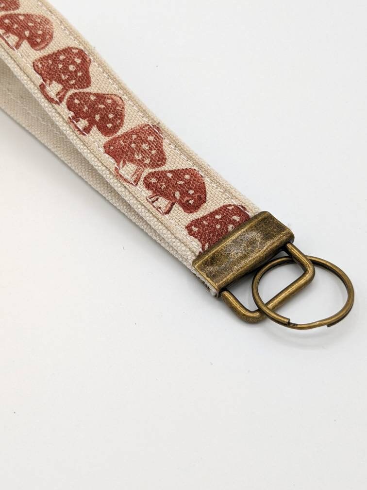 Mushroom Block Printed Key Fob Wristlet