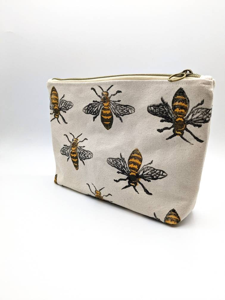 Bee Block Printed Double Zip Pouch